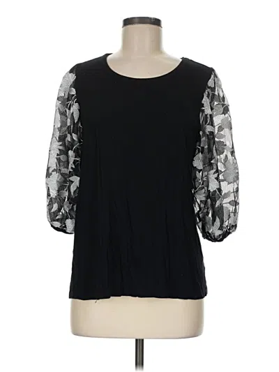 Pre-owned Kim & Cami 3/4 Sleeve Top Black Square Neckline Tops