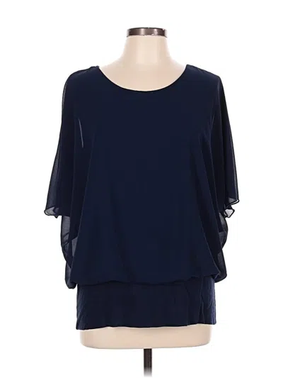 Pre-owned Kim & Cami 3/4 Sleeve Top Blue Cold Shoulder Neckline Tops