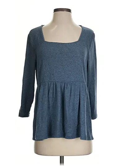 Pre-owned Kim & Cami 3/4 Sleeve Top Blue Sweetheart Neckline Tops