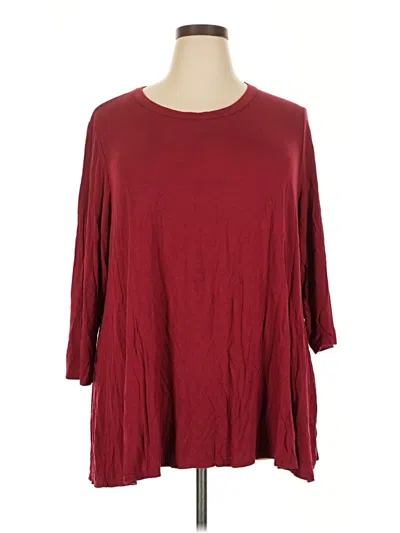 Pre-owned Kim & Cami 3/4 Sleeve Top Burgundy Boatneck Tops