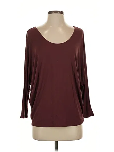 Pre-owned Kim & Cami 3/4 Sleeve Top Burgundy Scoop Neck Tops