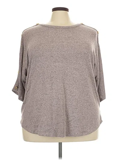 Pre-owned Kim & Cami 3/4 Sleeve Top Gray Boatneck Tops
