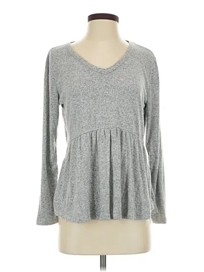 Pre-owned Kim & Cami 3/4 Sleeve Top Gray V-neck Tops