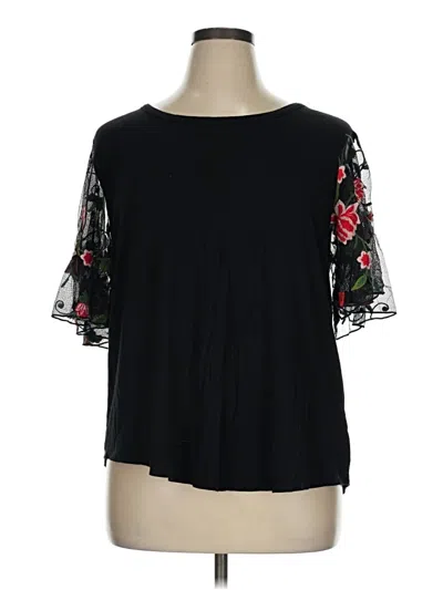 Pre-owned Kim & Cami 3/4 Sleeve T-shirt In Black