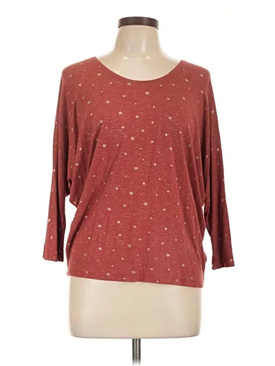 Pre-owned Kim & Cami 3/4 Sleeve T-shirt In Burgundy