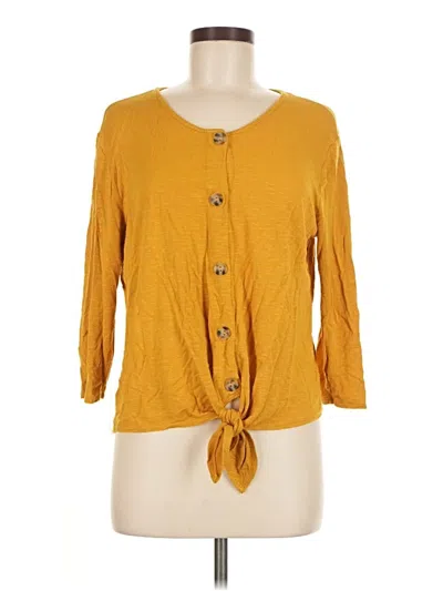 Pre-owned Kim & Cami 3/4 Sleeve T-shirt In Yellow