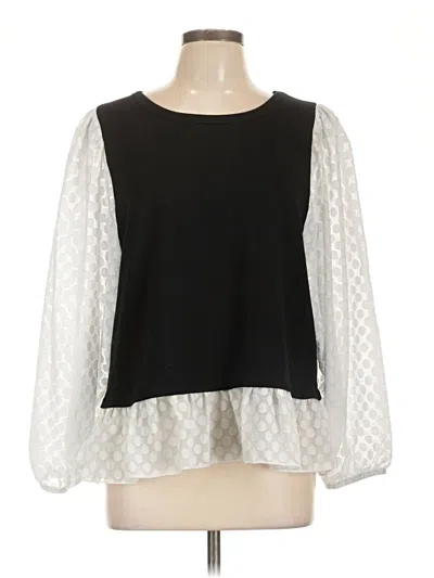 Pre-owned Kim & Cami Long Sleeve Blouse In Black