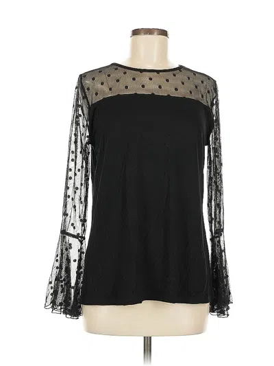 Pre-owned Kim & Cami Long Sleeve Top Black Mock Neckline Tops