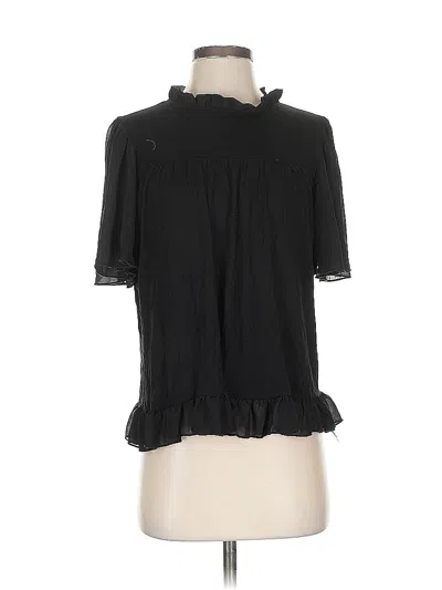 Pre-owned Kim & Cami Short Sleeve Blouse In Black