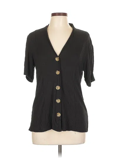 Pre-owned Kim & Cami Short Sleeve Blouse In Black