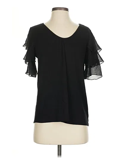 Pre-owned Kim & Cami Short Sleeve Blouse In Black
