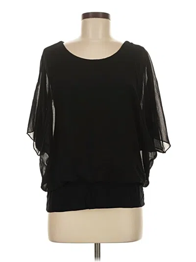 Pre-owned Kim & Cami Short Sleeve Blouse In Black
