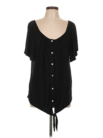 Pre-owned Kim & Cami Short Sleeve Blouse In Black