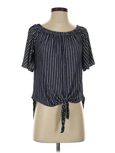 Pre-owned Kim & Cami Short Sleeve Blouse In Black