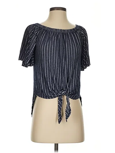 Pre-owned Kim & Cami Short Sleeve Blouse In Black