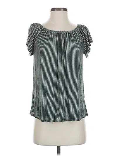Pre-owned Kim & Cami Short Sleeve Blouse In Green