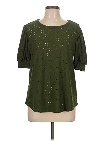 Pre-owned Kim & Cami Short Sleeve Blouse In Green