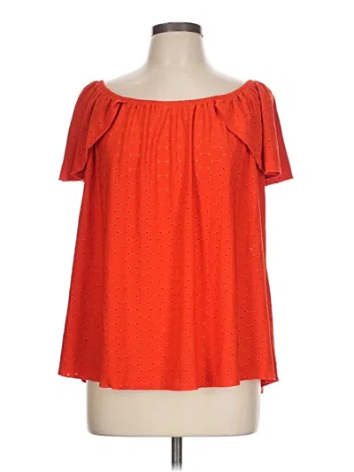 Pre-owned Kim & Cami Short Sleeve Blouse In Orange