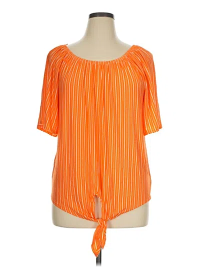 Pre-owned Kim & Cami Short Sleeve Blouse In Orange