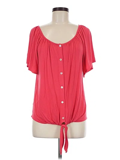 Pre-owned Kim & Cami Short Sleeve Blouse In Red