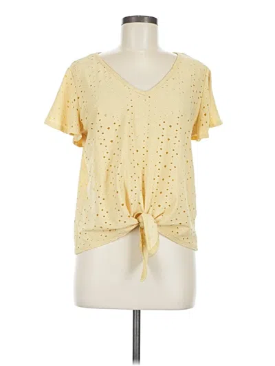 Pre-owned Kim & Cami Short Sleeve Blouse In Yellow