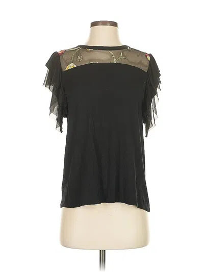 Pre-owned Kim & Cami Short Sleeve Top Black Cold Shoulder Neckline Tops