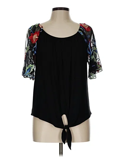 Pre-owned Kim & Cami Short Sleeve Top Black Cold Shoulder Neckline Tops