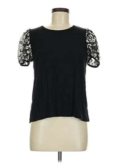 Pre-owned Kim & Cami Short Sleeve Top Black Cold Shoulder Neckline Tops