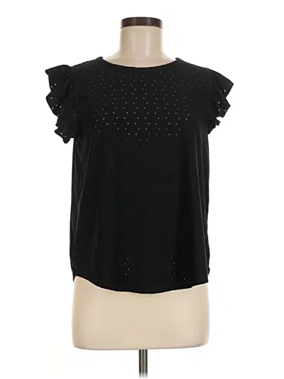 Pre-owned Kim & Cami Short Sleeve Top Black Cold Shoulder Neckline Tops