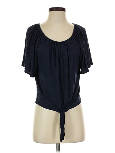 Pre-owned Kim & Cami Short Sleeve Top Black Keyhole Neckline Tops