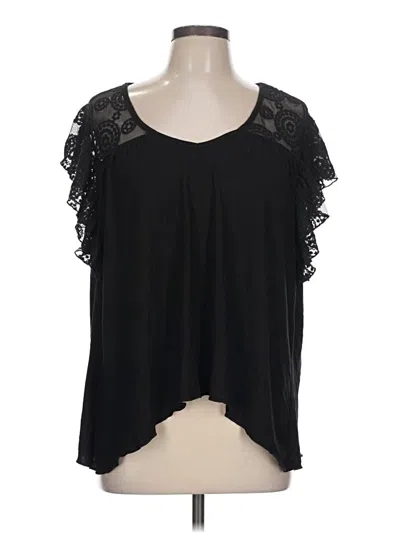 Pre-owned Kim & Cami Short Sleeve Top Black Scoop Neck Tops