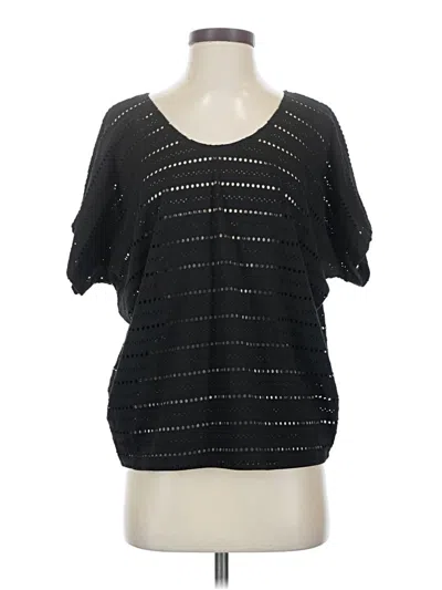 Pre-owned Kim & Cami Short Sleeve Top Black Scoop Neck Tops