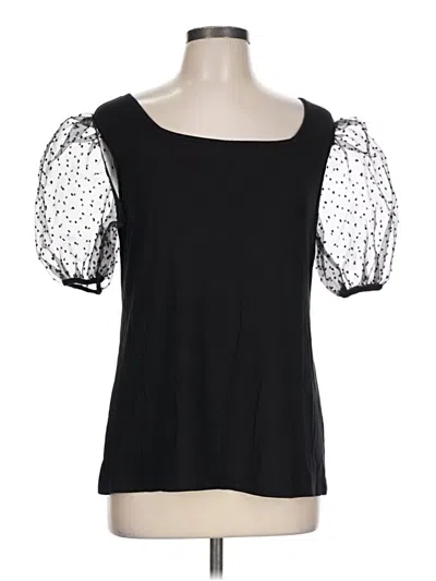 Pre-owned Kim & Cami Short Sleeve Top Black Sweetheart Neckline Tops