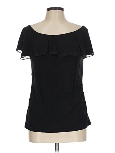 Pre-owned Kim & Cami Short Sleeve Top Black Sweetheart Neckline Tops