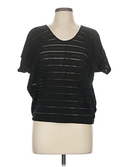 Pre-owned Kim & Cami Short Sleeve Top Black V-neck Tops