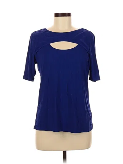 Pre-owned Kim & Cami Short Sleeve Top Blue Keyhole Neckline Tops