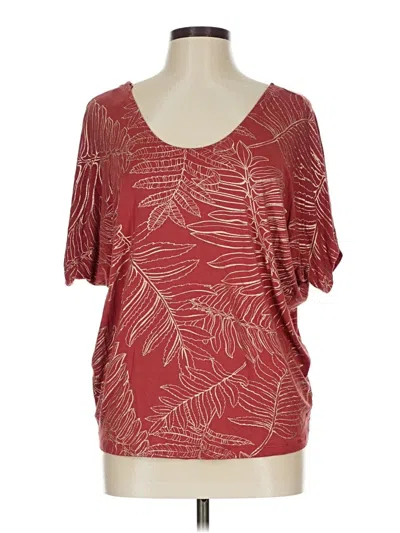 Pre-owned Kim & Cami Short Sleeve Top Burgundy Scoop Neck Tops