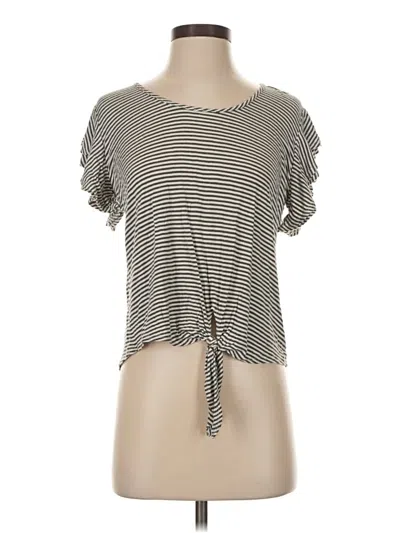 Pre-owned Kim & Cami Short Sleeve Top Gray Keyhole Neckline Tops