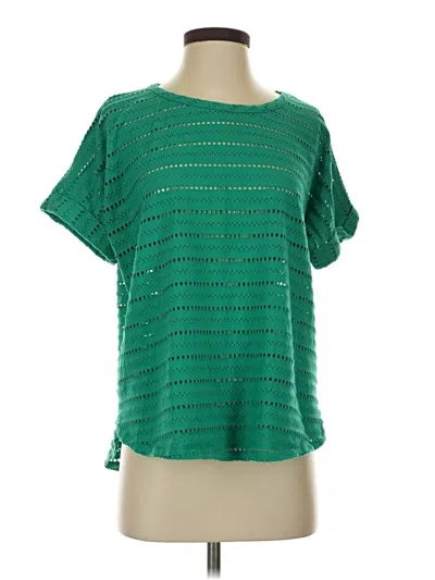 Pre-owned Kim & Cami Short Sleeve Top Green Square Neckline Tops