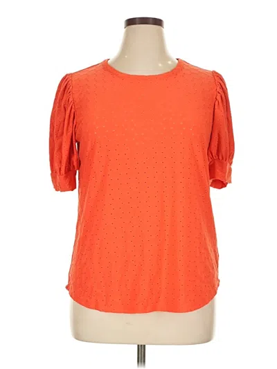 Pre-owned Kim & Cami Short Sleeve Top Orange Cold Shoulder Neckline Tops