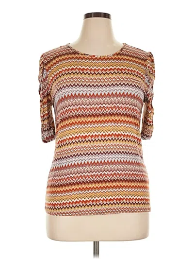 Pre-owned Kim & Cami Short Sleeve Top Orange Square Neckline Tops