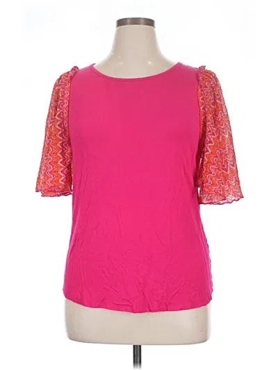 Pre-owned Kim & Cami Short Sleeve Top Pink Sweetheart Neckline Tops