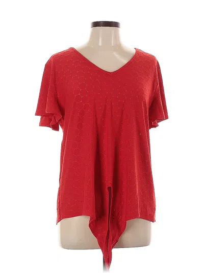 Pre-owned Kim & Cami Short Sleeve Top Red V Neck Tops