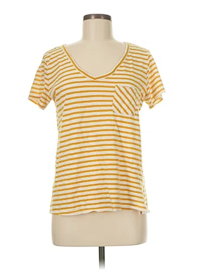 Pre-owned Kim & Cami Short Sleeve Top Yellow Scoop Neck Tops