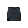 Kim Foley Women's Black Satin Athletic Wrap Shortie Skirt In Black