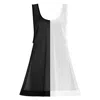 Kim Foley Women's Black / White Black-white Half & Half Beach Cover-up Athletic Mesh Dress In Black/white