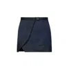 Kim Foley Women's Blue / Black Navy-black Satin Athletic Wrap Shortie Skirt In Blue/black