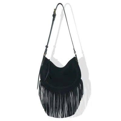 Kim Foley Women's Suede Fringe Shoulder Bag - Black
