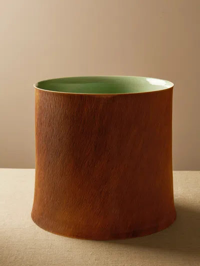 Kim Pan-ki Comb Pattern Celadon Vase (13.5in/35cm) In Brown