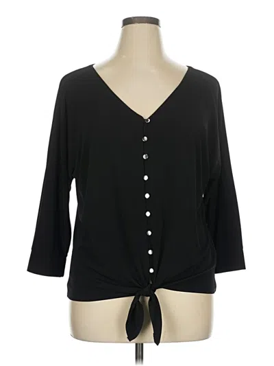 Pre-owned Kim Rogers 3/4 Sleeve Blouse In Black